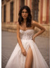 Beaded Strapless Sweetheart Ivory Lace Glitter Tulle Wedding Dress